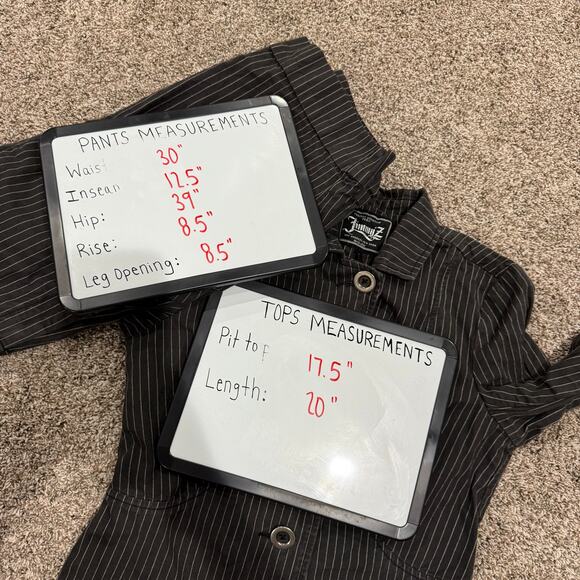 VTG y2k Womens Pinstripe Jimmy'Z Surf Co. Blazer Jacket Low Rise Shorts Set Sz M - Picture 12 of 12